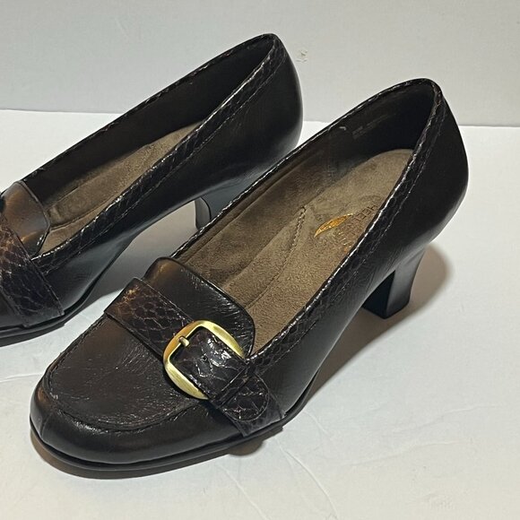 Aerosoles Heelrest  Brown Marianne Stack Heel Buckle Oxford Loafer 8-1/2M NOS - Picture 1 of 8